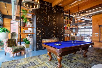 Billiards table & lounge areas in clubhouse